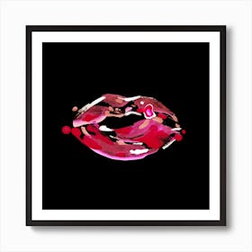 Red Lippies By Night Square Art Print