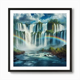 Rainbow Over Iguazu Waterfall Art Print