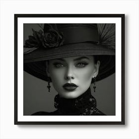 Beautiful Woman In Black Art Print