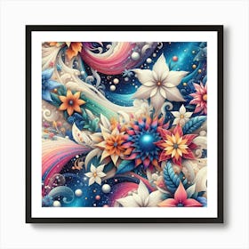 Abstract Floral Pattern 1 Art Print