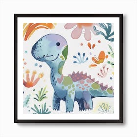 Cute Muted Pastels Carnotaurus Dinosaur 2 Art Print