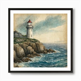 Lighthouse On The Cliff Art Print