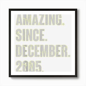 Amazing Since December 2005 17 Year Old 17th Birthday Funny Art Print