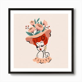 Pink Flower Head Vase – Art Print Art Print