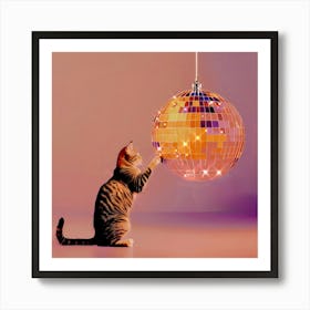 Disco Ball Cat 1 Art Print