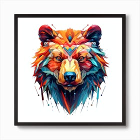 Colorful Bear Head Art Print