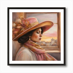 Woman In A Pink Hat Art Print