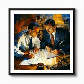 Two Men At A Desk Art Print