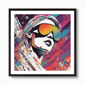 New Poster For Ray Ban Speed, In The Style Of Psychedelic Figuration, Eiko Ojala, Ian Davenport, Sci (9) 1 Art Print