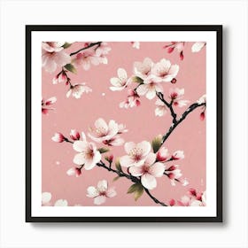 Floral pink cherry blossoms Art Print