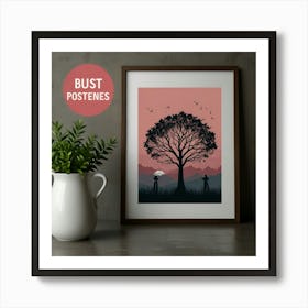 Silhouette Of A Tree Art Print