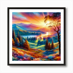 Sunset In The Mountains 2 Art Print