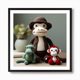 Amigurumi, crocodile and monkey 4 Art Print