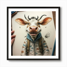 Cow In A Hat Art Print