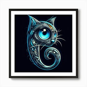 Cat blue Art Print