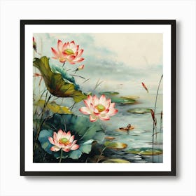 Lotus Flower Painting 2 Art Print