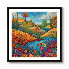 Colorful Landscape Painting Art Print