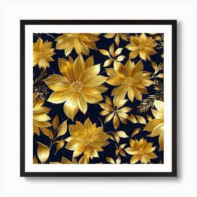 Gold Floral Pattern 1 Art Print