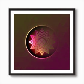 Geometric Neon Glyph on Jewel Tone Triangle Pattern 244 Art Print