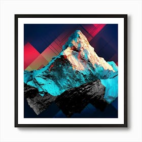 Mountains Abstract Cool Hybrid Nature Art Print