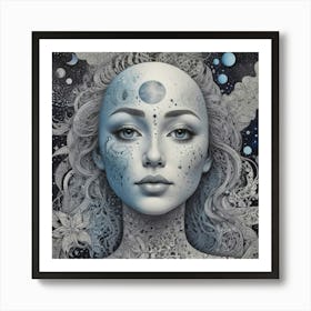 Woman With A Moon Face Art Print