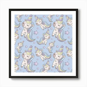 Pattern With Cute Unicorns Art Print