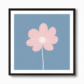 A White And Pink Flower In Minimalist Style Square Composition 535 Art Print