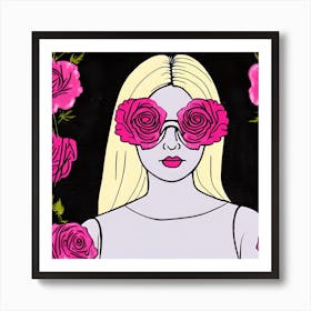 Girl With Rose Tinted Glasses Art Print