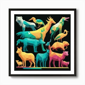 Polygonal Animals 2 Art Print