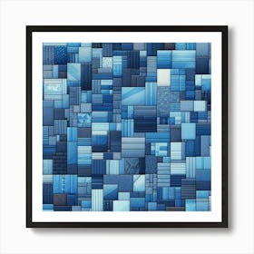 Blue Squares 1 Art Print