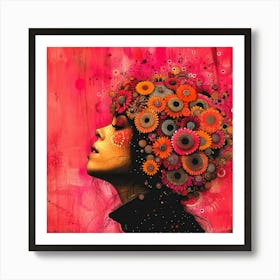 Belle Flowers - Woman And Flowers Art Print