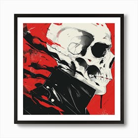 Skeleton In Black And Red Art Print