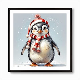 Cute Penguin In Winter Hat Art Print