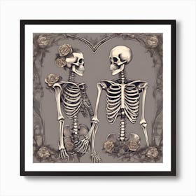 Skeleton Couple Art Print