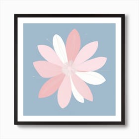 A White And Pink Flower In Minimalist Style Square Composition 435 Art Print