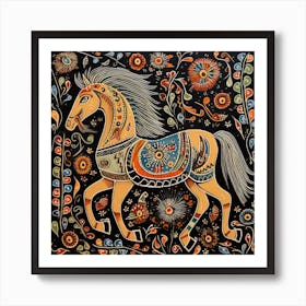 Horse Painting Madhubani Painting Indian Traditional Style Art Print