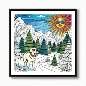 Dog In The Snow 8 Art Print