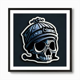 Skull Sticker With A Cap Silver (37) Art Print