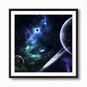 Saturn In Space Art Print