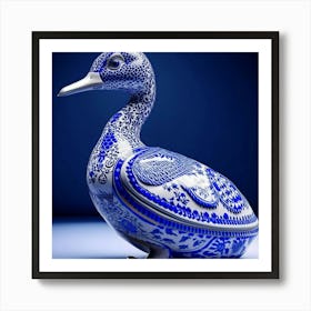 Duck In Blue And White Art Print