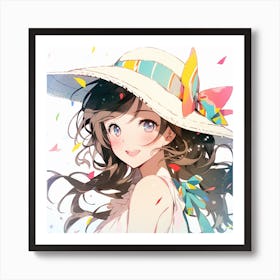 Anime Girl In A Hat 2 Art Print