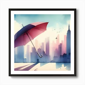 Umbrella In The Rain Art Print