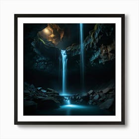 Waterfall In A Cave 4 Art Print
