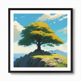 Tree On Top Of A Mountain 3 Art Print