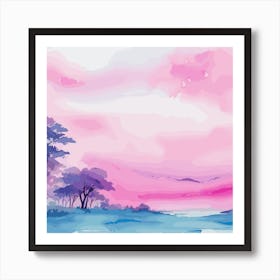 Watercolor Landscape Painting 2 Art Print