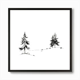 Fir Trees In The Snow Art Print