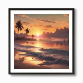 276088 Sunset Time On The Beach Xl 1024 V1 0 Art Print