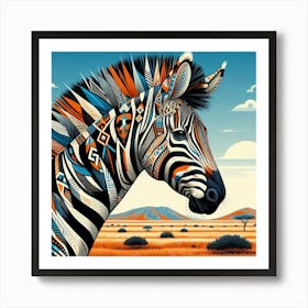 Tribal African Art zebra 1 Art Print