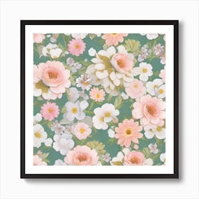 Pink And White Flowers Art Print