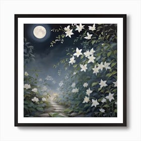 Moonlight In The Garden Art Print